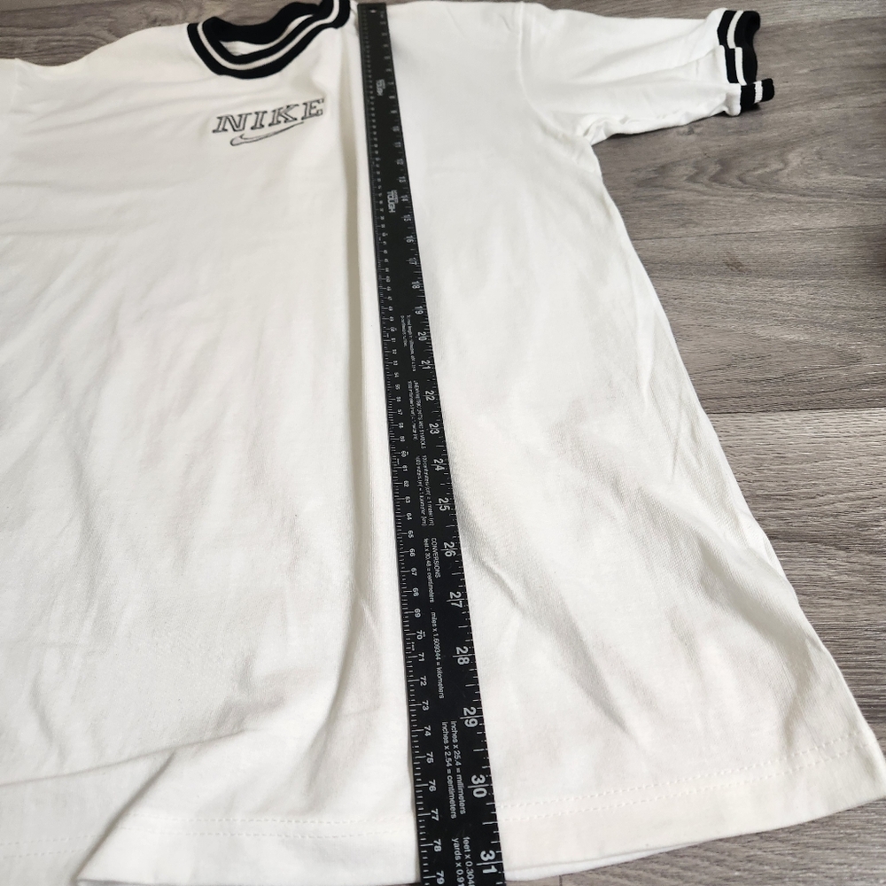 Nike Vintage White Shirt M Ringer 90's Embroidered NEW - Picture 6 of 10